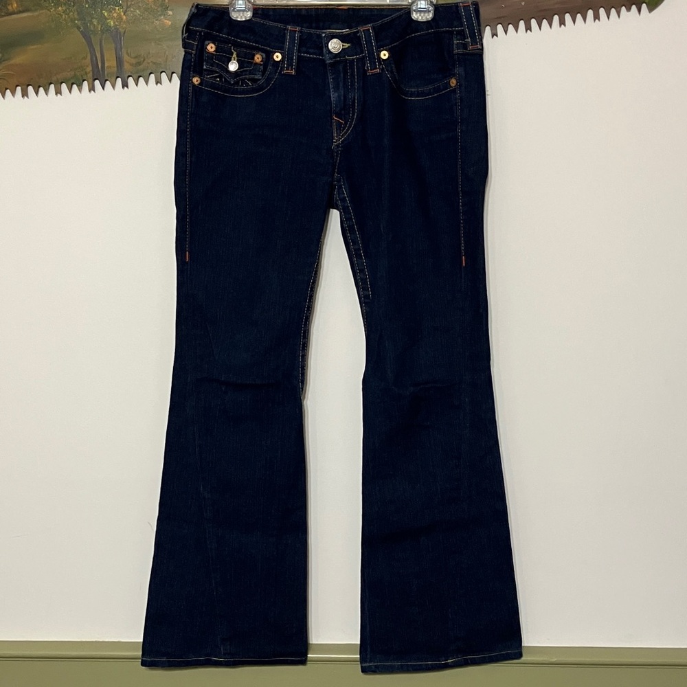True Religion Woman’s Classic Big T Flare Joey Denim Jeans Size 31 - Picture 7 of 11